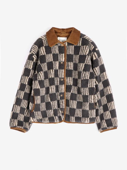 Almost Moiré all over sherpa jacket