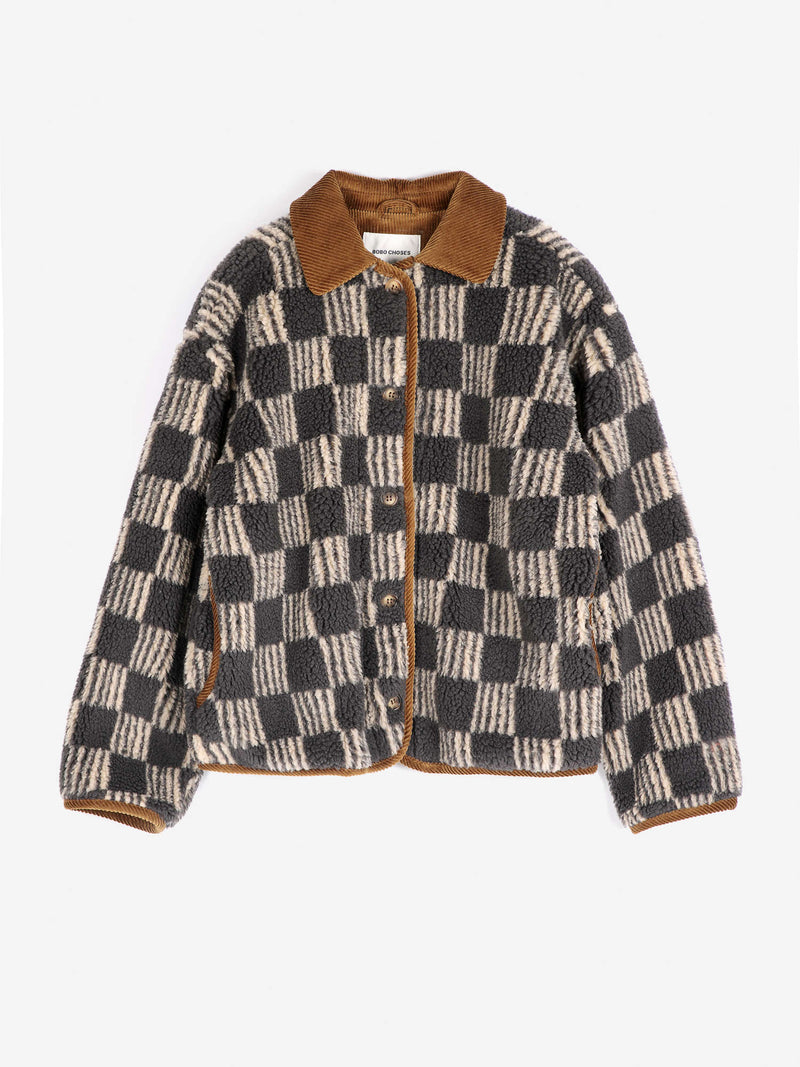 Almost Moiré all over sherpa jacket
