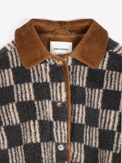 Almost Moiré all over sherpa jacket
