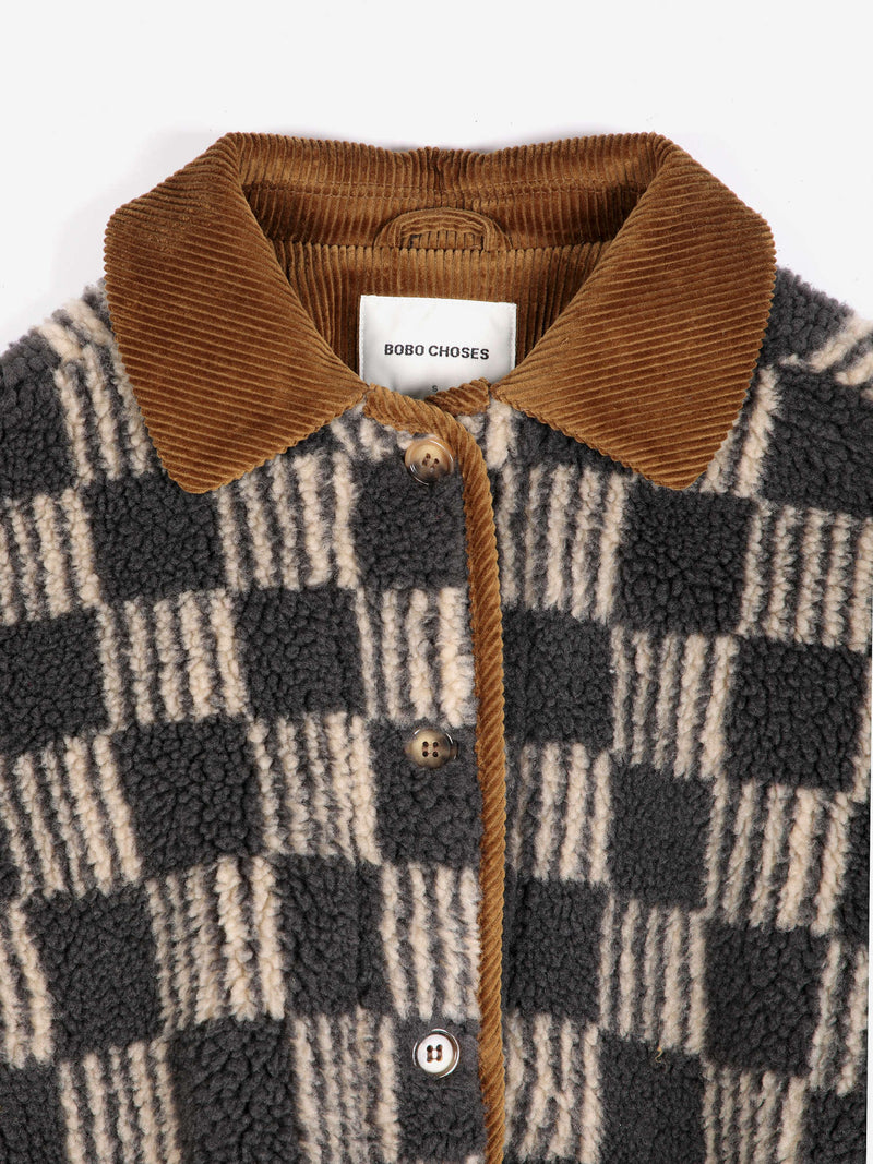 Almost Moiré all over sherpa jacket