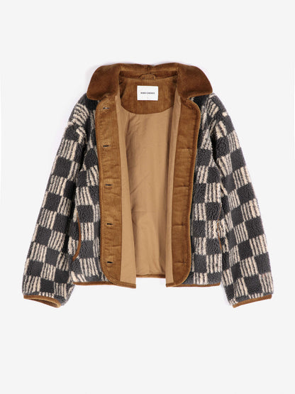 Almost Moiré all over sherpa jacket