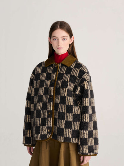 Almost Moiré all over sherpa jacket