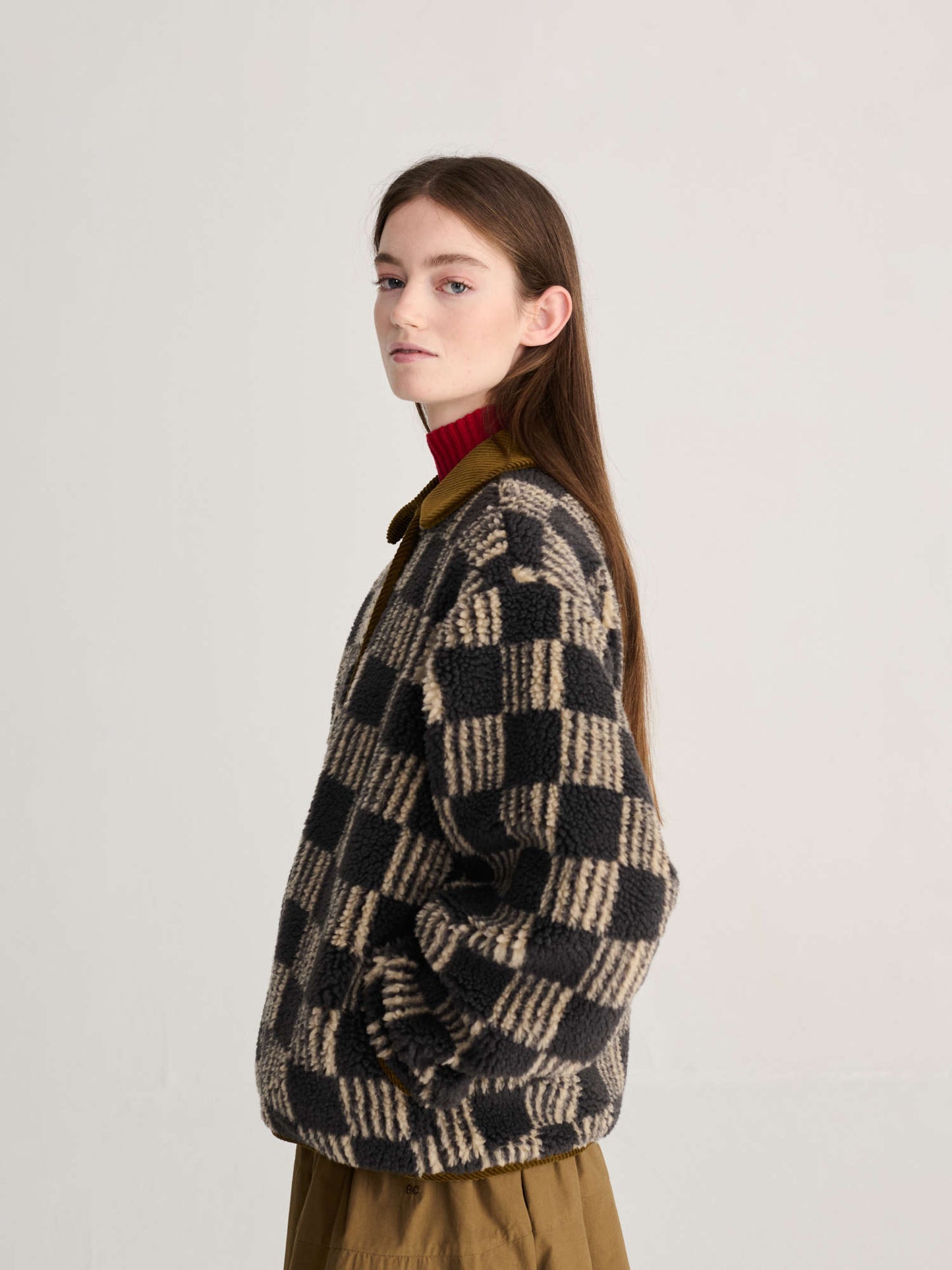 Almost Moiré all over sherpa jacket