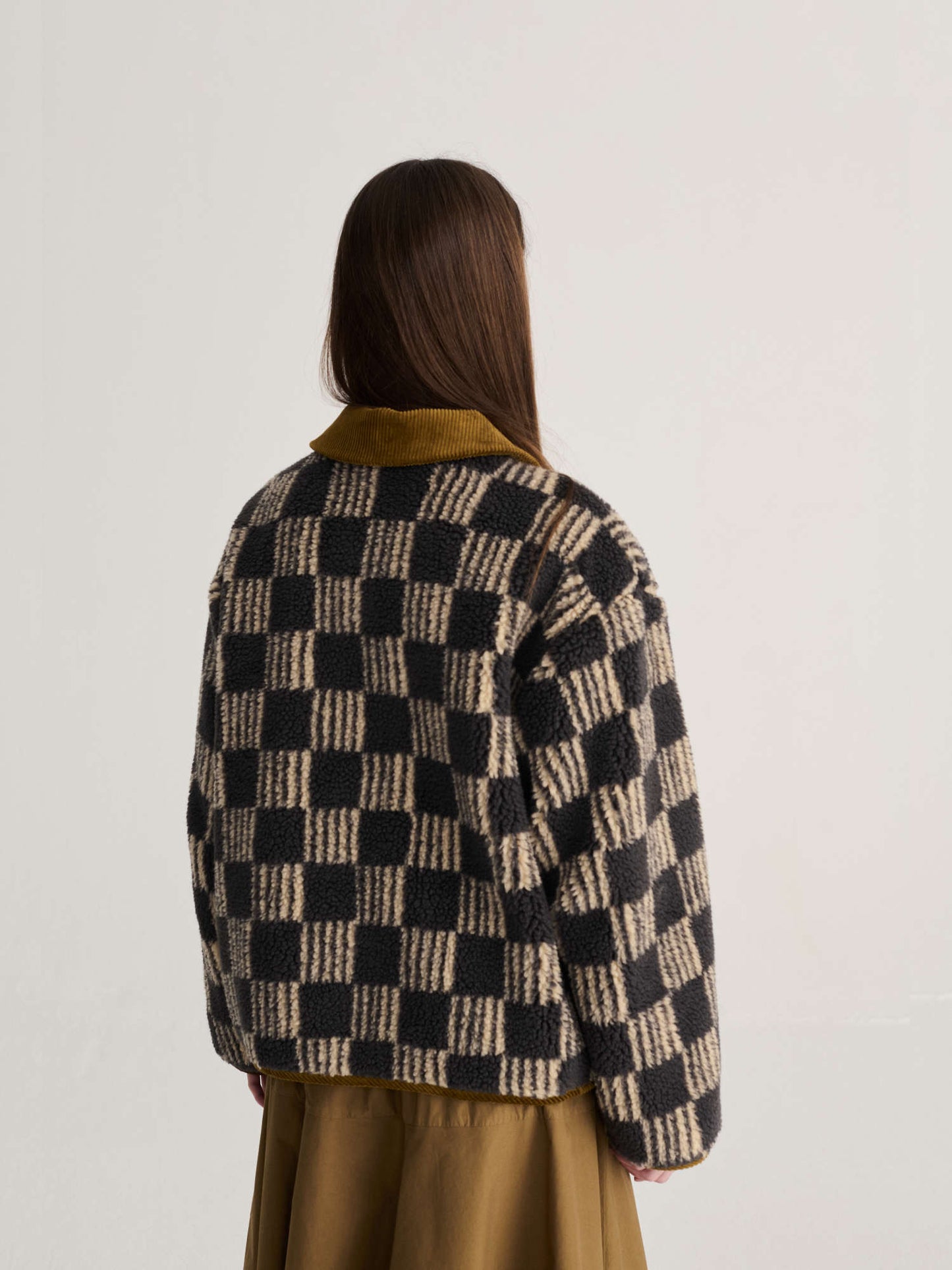 Almost Moiré all over sherpa jacket