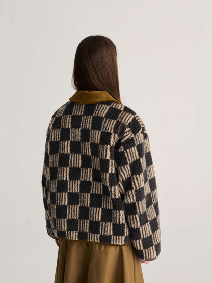 Almost Moiré all over sherpa jacket