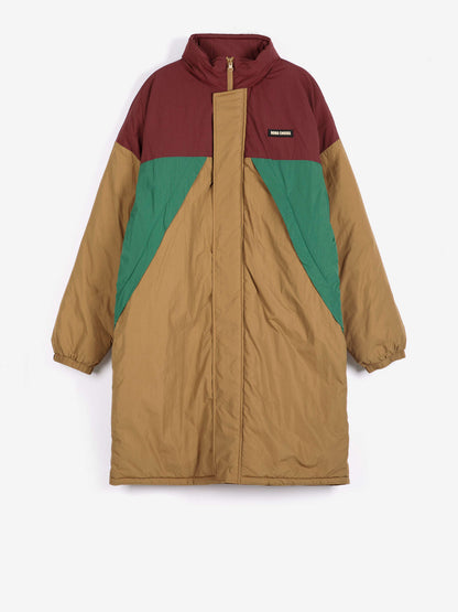 Oversize long color block puffer