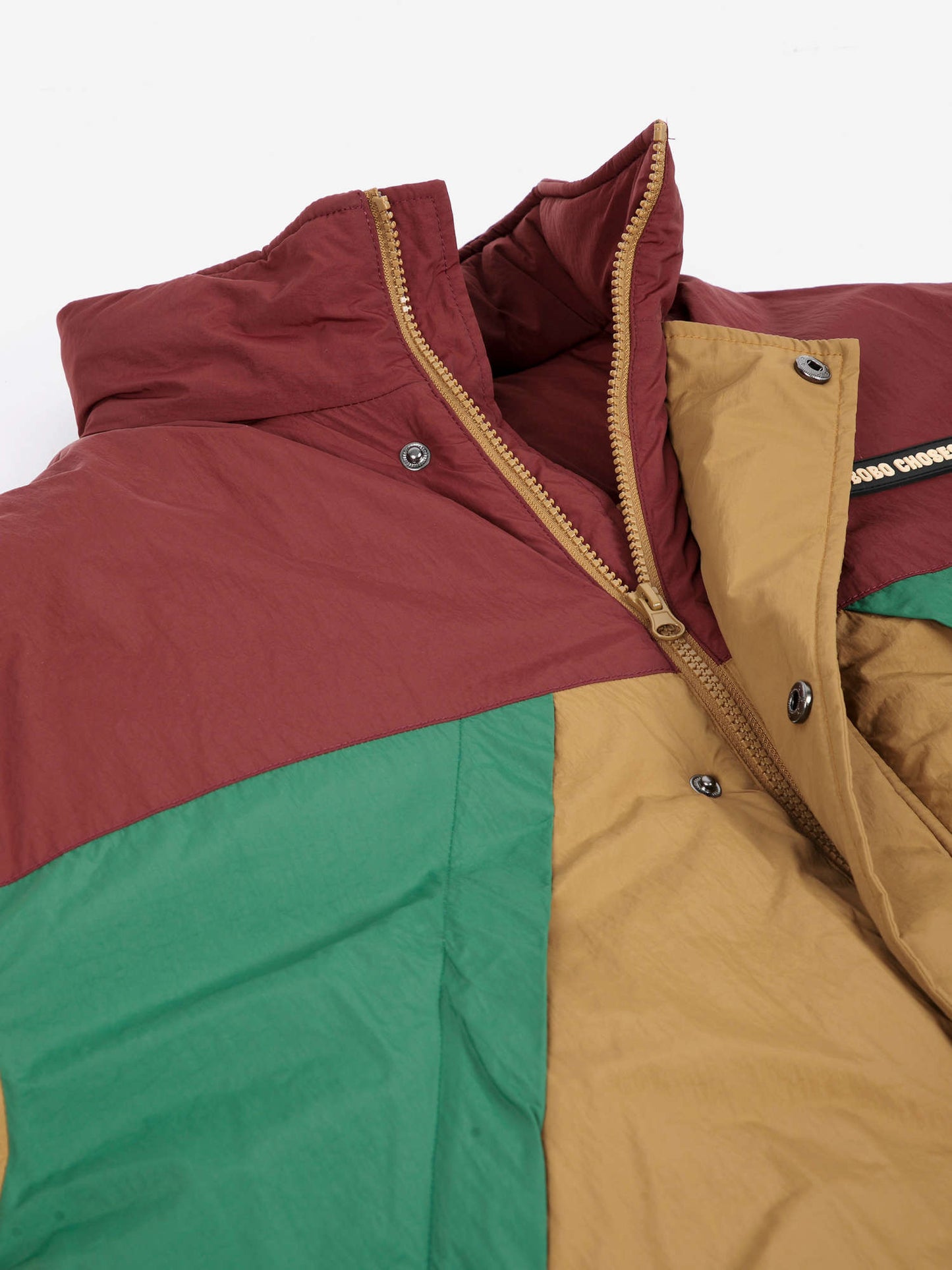 Oversize long color block puffer