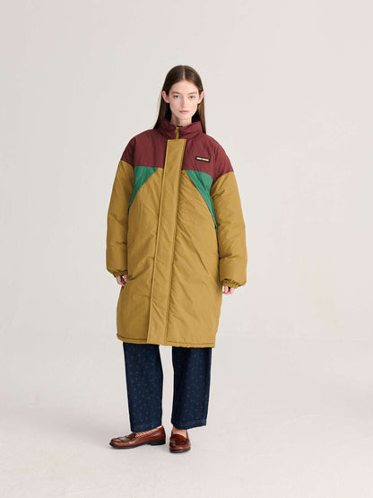 Oversize long color block puffer