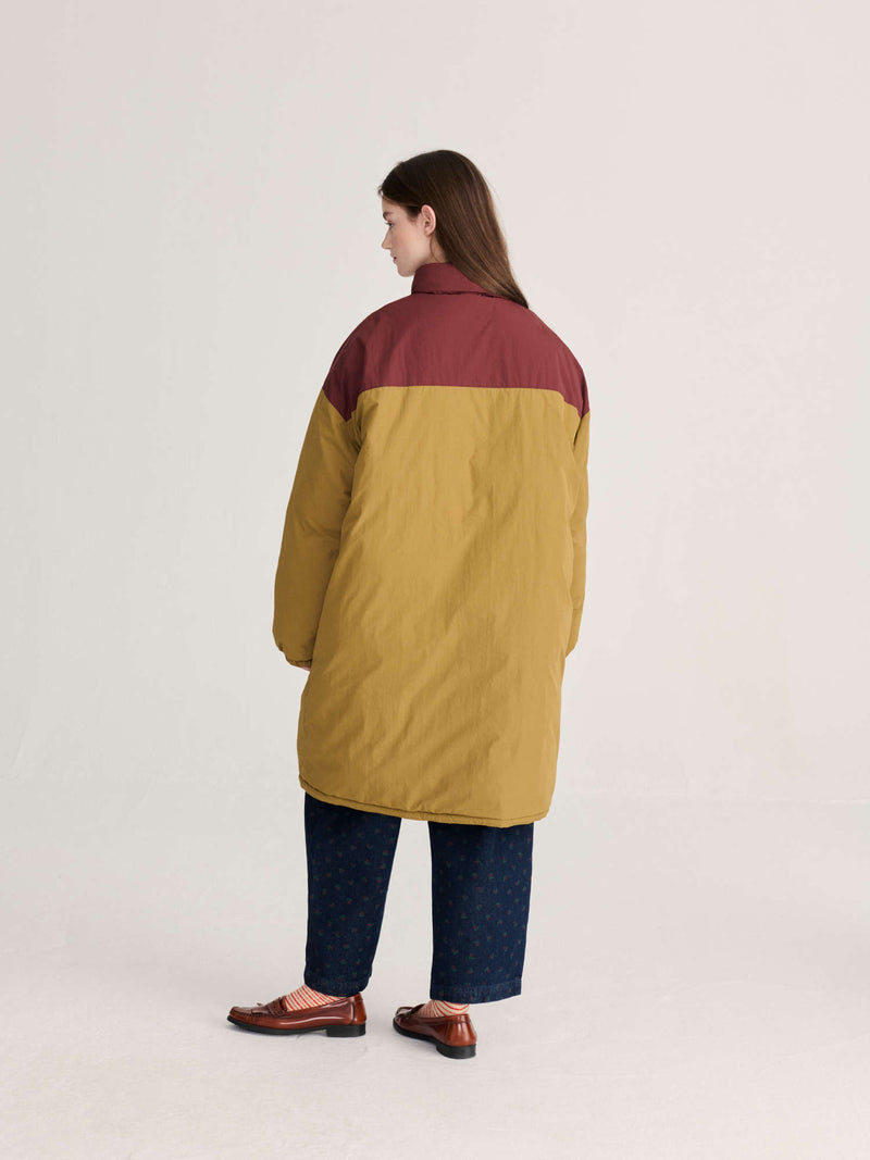 Oversize long color block puffer