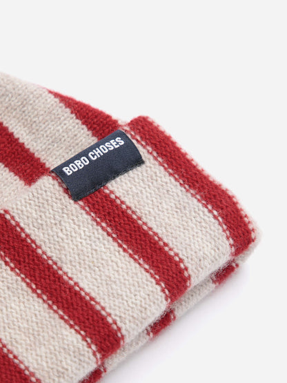 Merino wool striped beanie