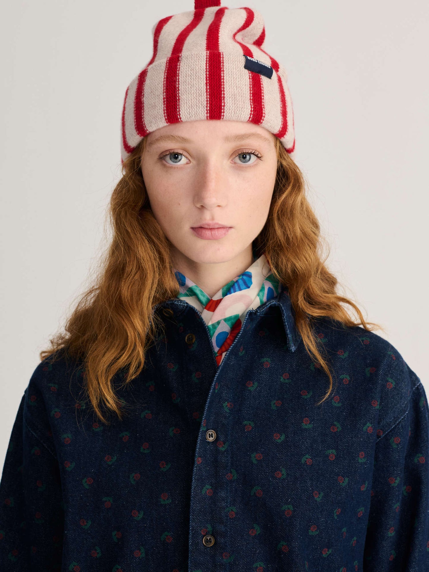 Merino wool striped beanie