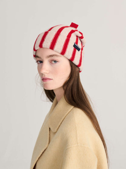 Merino wool striped beanie