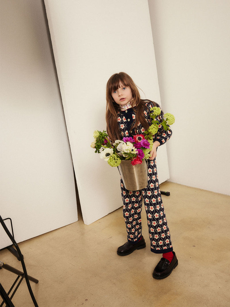 Mathilda pants Navy Flower Hello Simone BÉBÉ Concept 