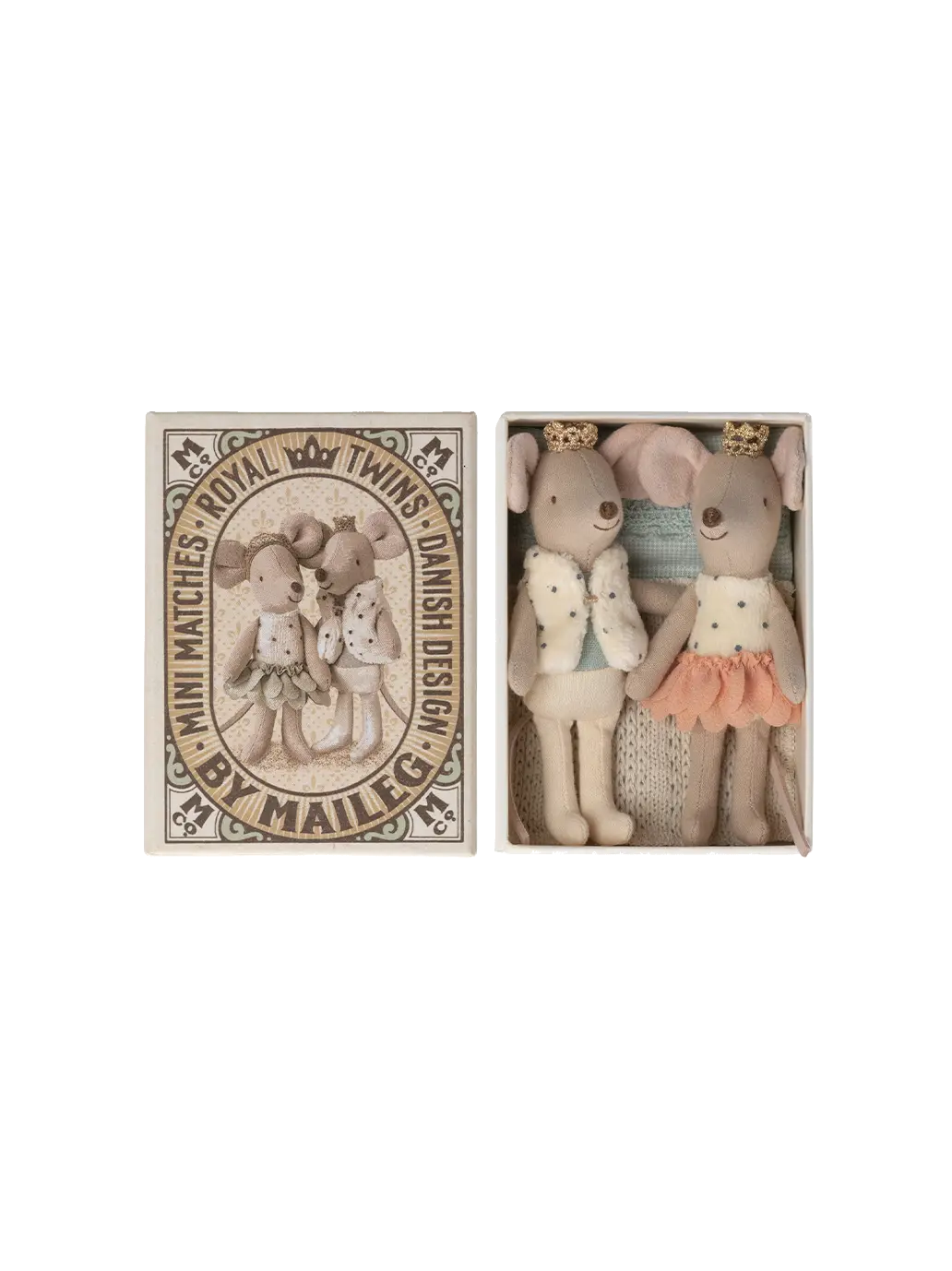 Myszki bliźniaki w pudełku po zapałkach Royal Twins Maileg BÉBÉ Concept 
