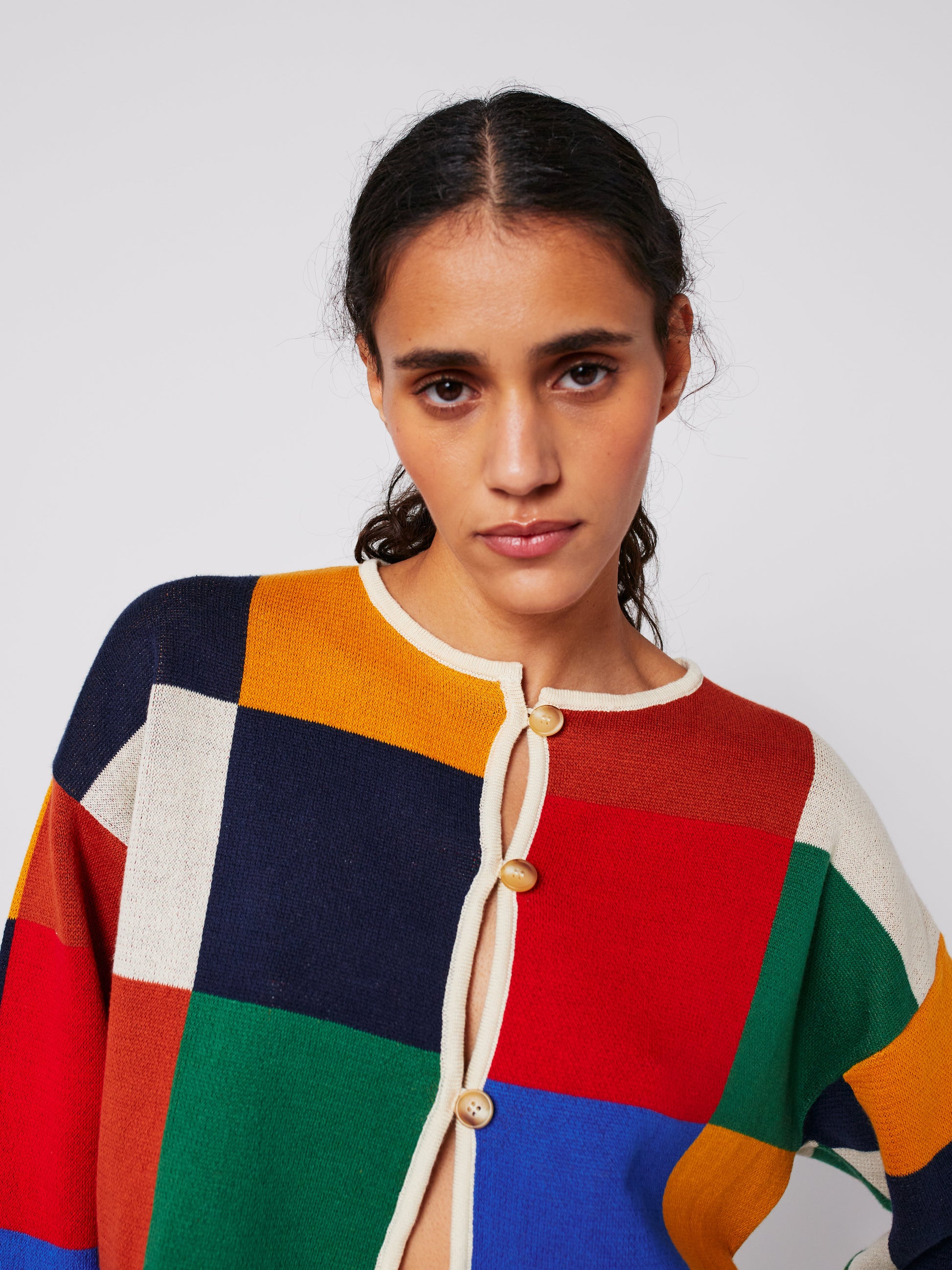 Multicolor Check buttoned cardigan Bobo Choses BÉBÉ Concept 