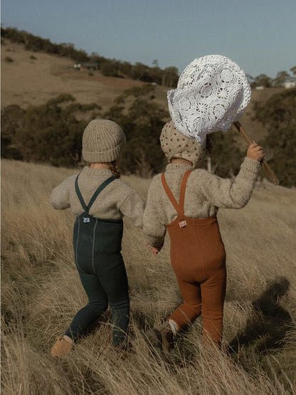 legginsy z wełną merino na szelkach w stylu vintage Silly Silas BÉBÉ Concept