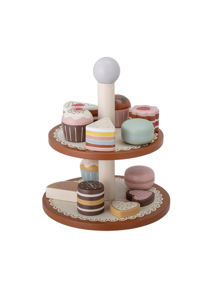 Drewniany zestaw z paterą i ciastkami Bloomingville BÉBÉ Concept