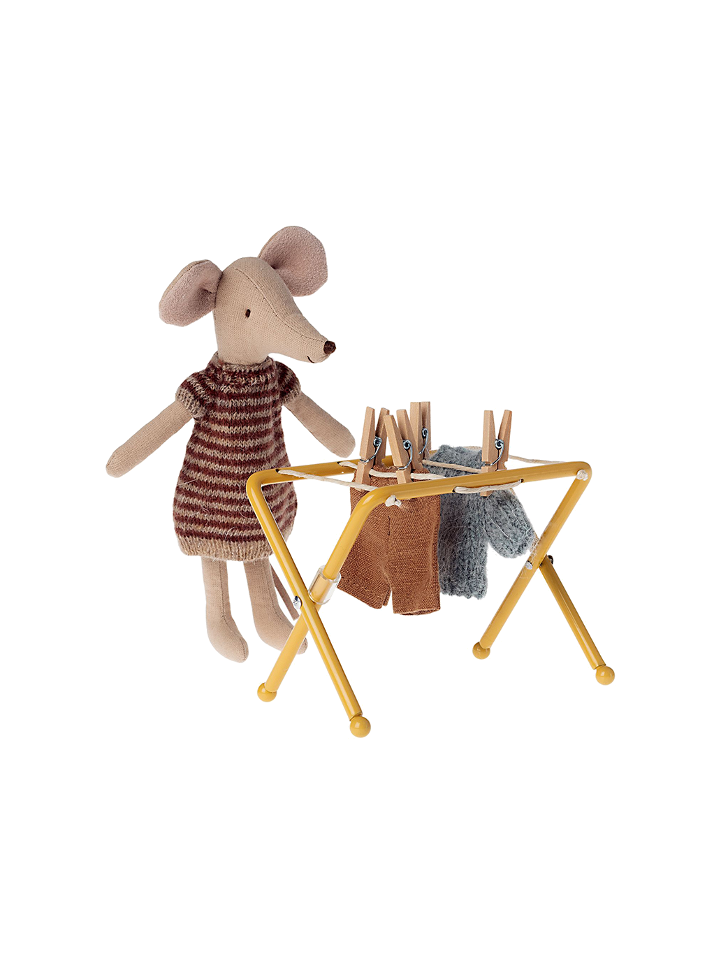 metalowa mini suszarka na pranie z drewnianymi przypinkami Maileg BÉBÉ Concept