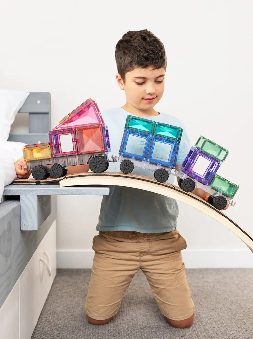 Klocki magnetyczne Pastel Transport Pack Connetix BÉBÉ Concept 