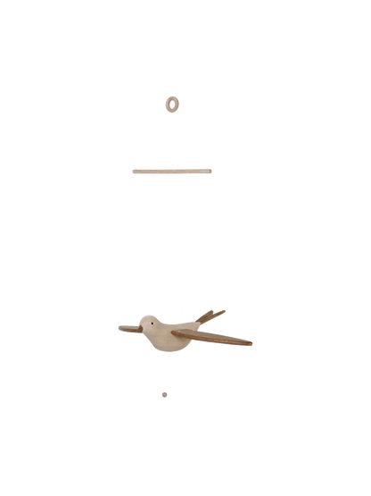 Ruchomy mobil drewniany ptak Koko Bird Kas Kopenhagen BÉBÉ Concept