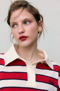 Acacia Woman Polo Tulip Red &amp; Midnight Stripes The New Society BEBE Concept 