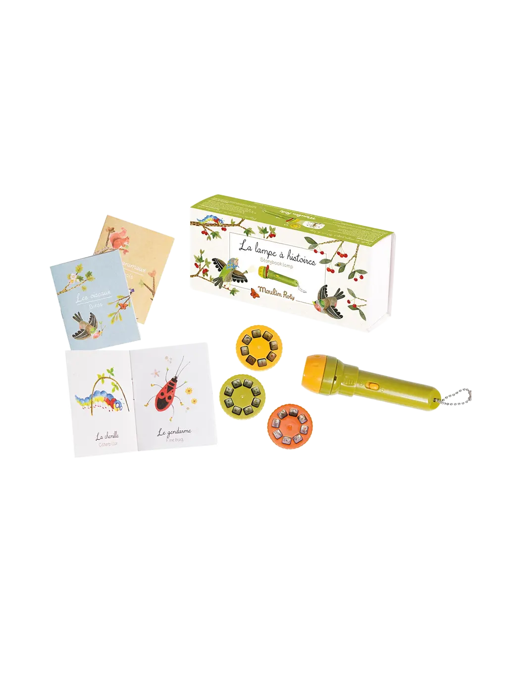 latarka projektor z książeczkami Le Jardin Moulin Roty BÉBÉ Concept