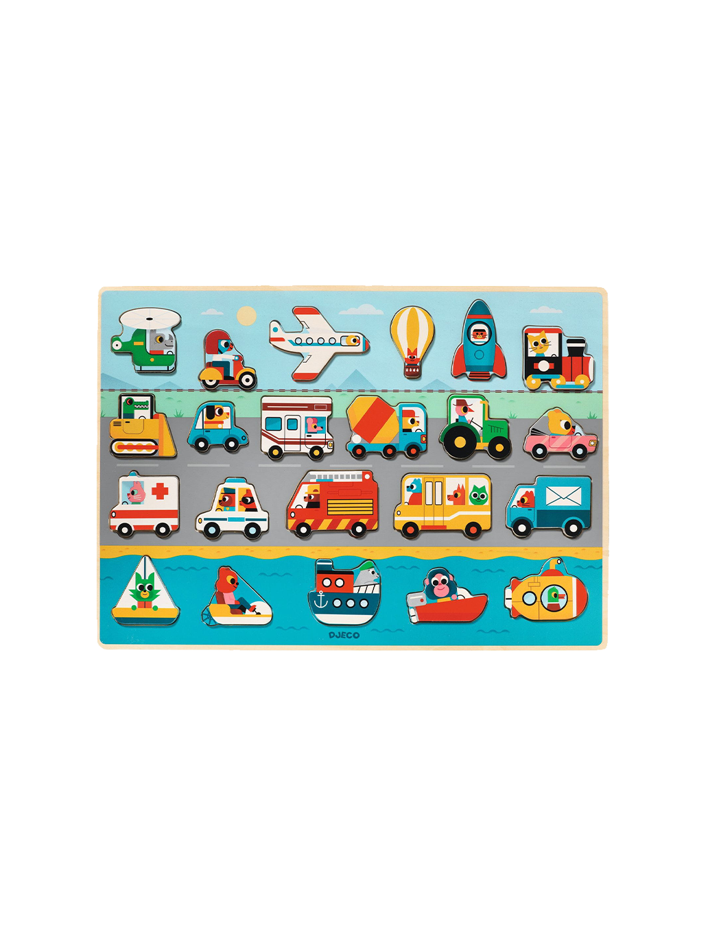 Drewniana układanka łamigłówka Vroom Djeco BÉBÉ Concept 