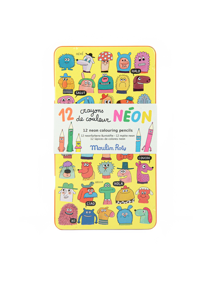 Zestaw 12 kredek w blaszanym pudełku Moulin Roty BÉBÉ Concept 