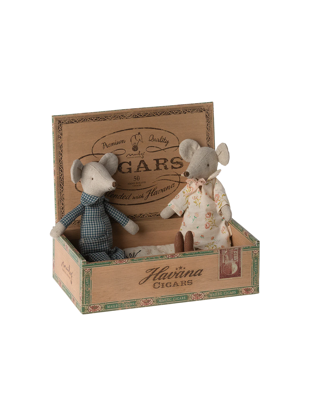 Myszka dziadek i babcia w pudełku po cygarach Maileg BÉBÉ Concept 