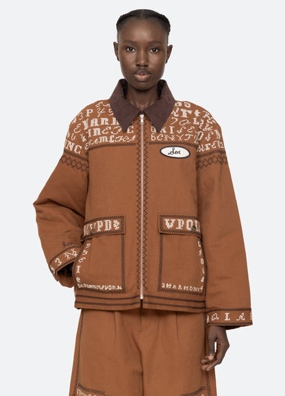 Kit embroidery jacket COGNAC
