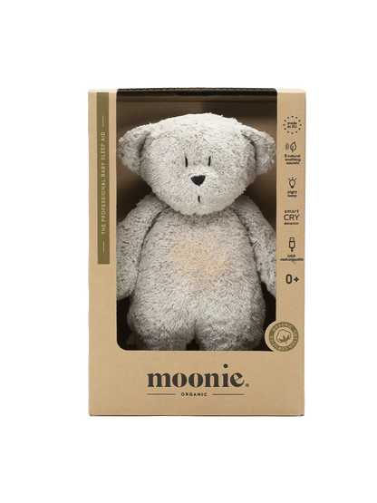 szumiący miś organic z lampką nocną Moonie BÉBÉ Concept