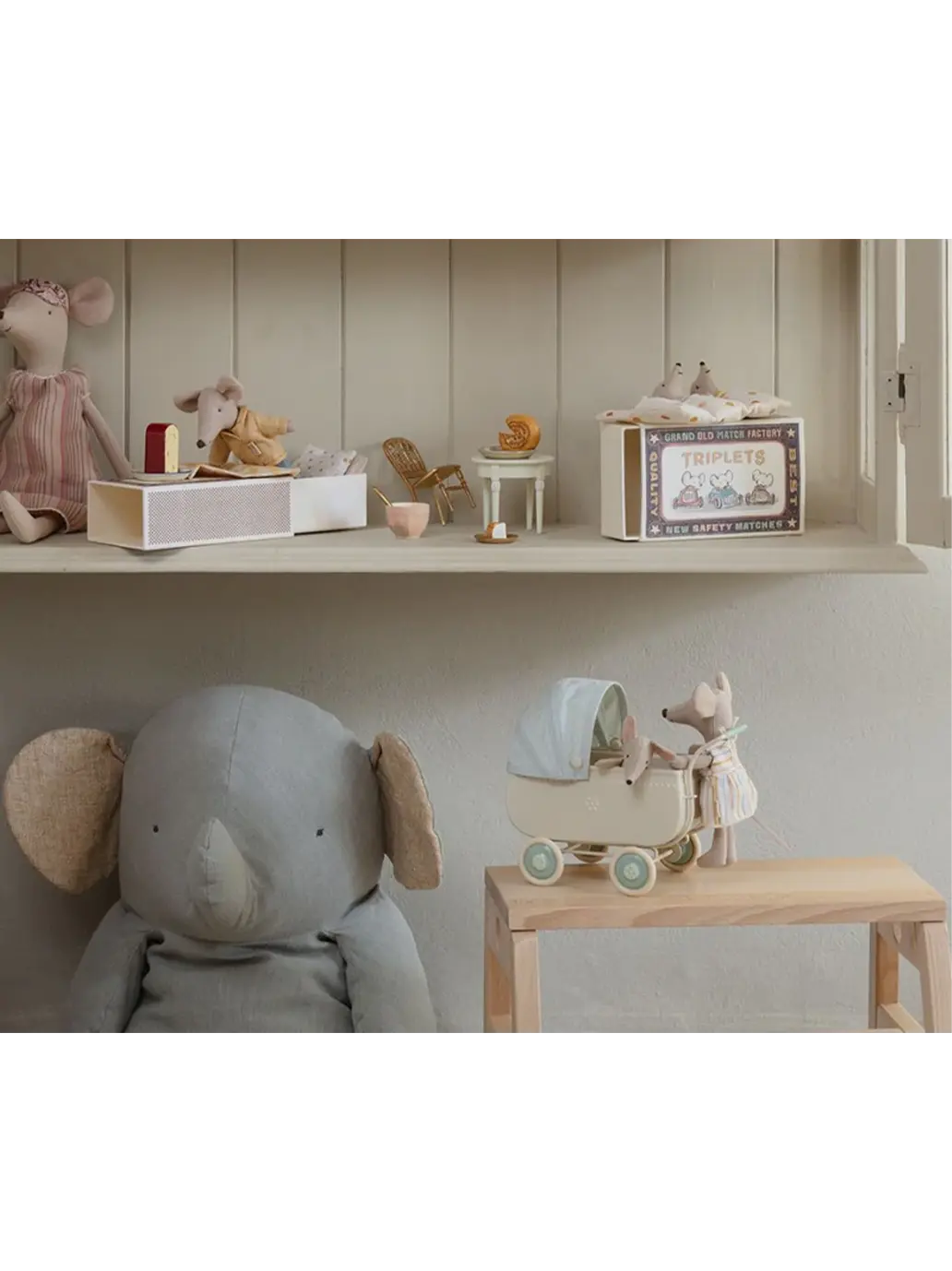 miniaturowy metalowy wózek dla myszek Maileg BEBE Concept 