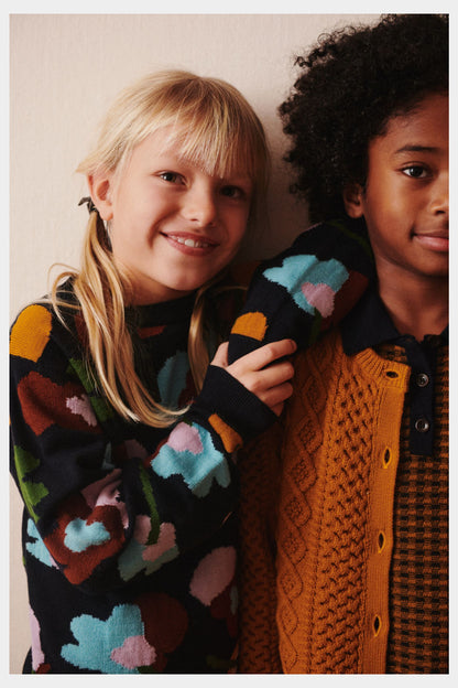 Sweter z wełny merino Aran Cardigan BURNT AMBER