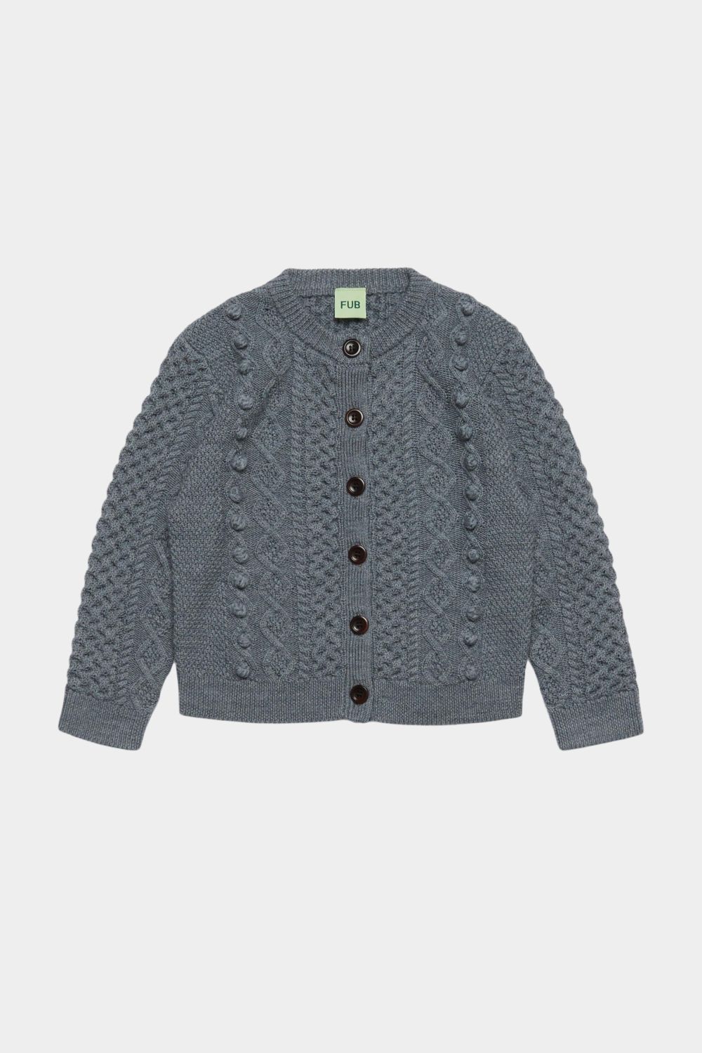 Sweter z wełny merino Aran Cardigan STEEL