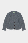 Sweter z wełny merino Aran Cardigan STEEL