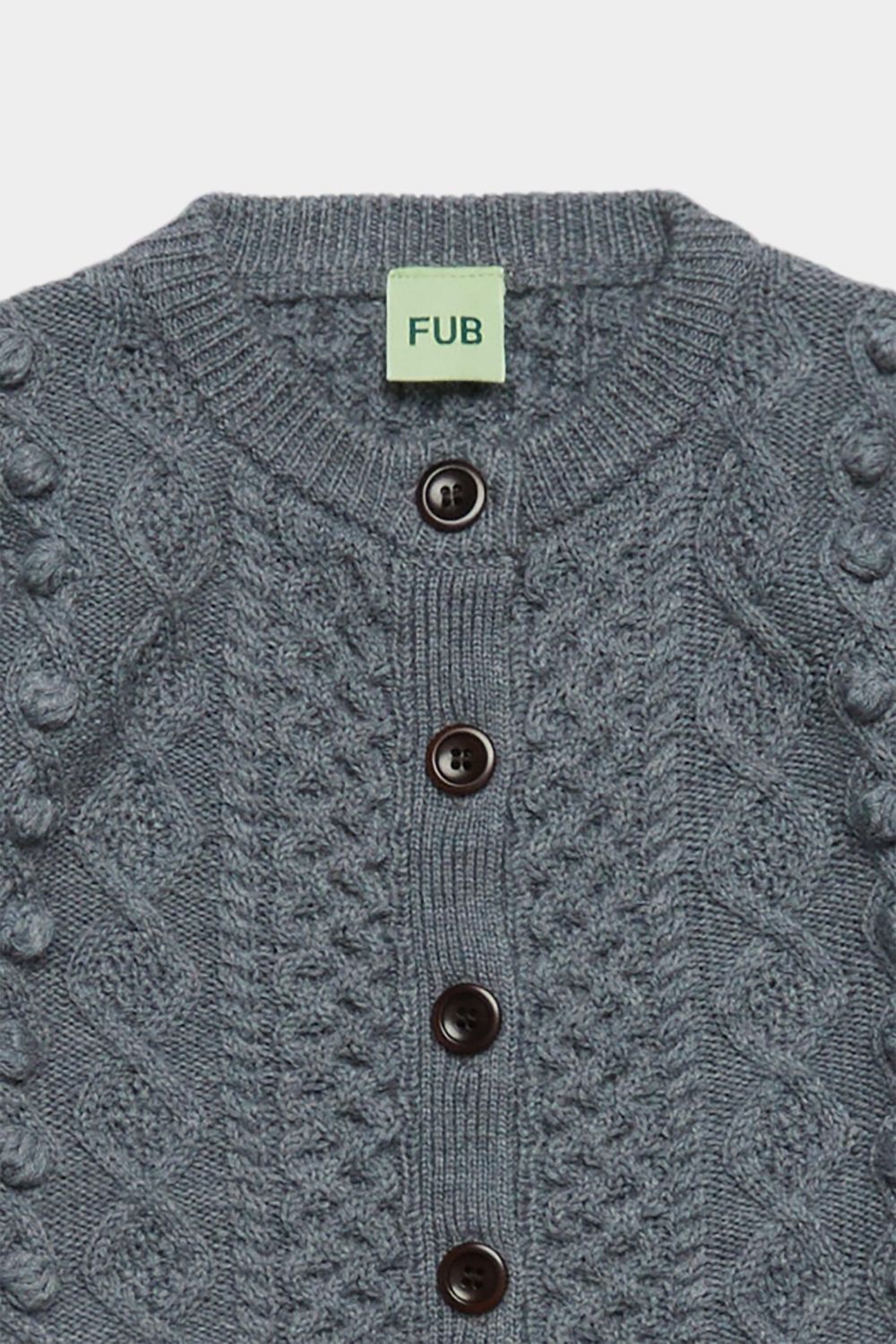 Sweter z wełny merino Aran Cardigan STEEL