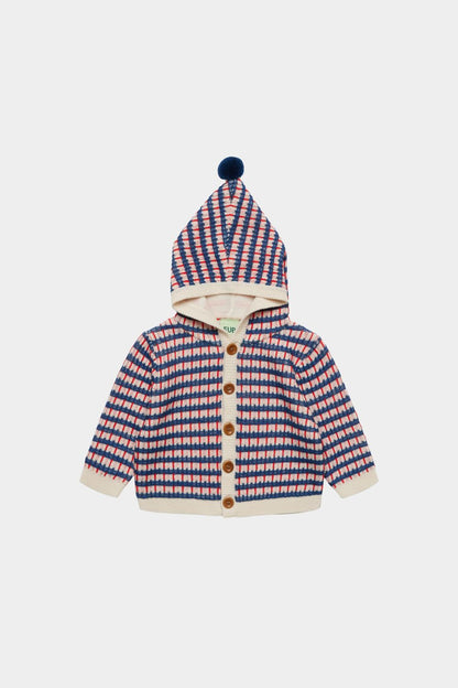 Sweter z wełny merino Baby Multi Cardigan ERCU/DEEP INDIGO/CLASSIC RED