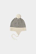 Czapka niemowlęca Merino Baby Pompom Hat ECRU/NAVY