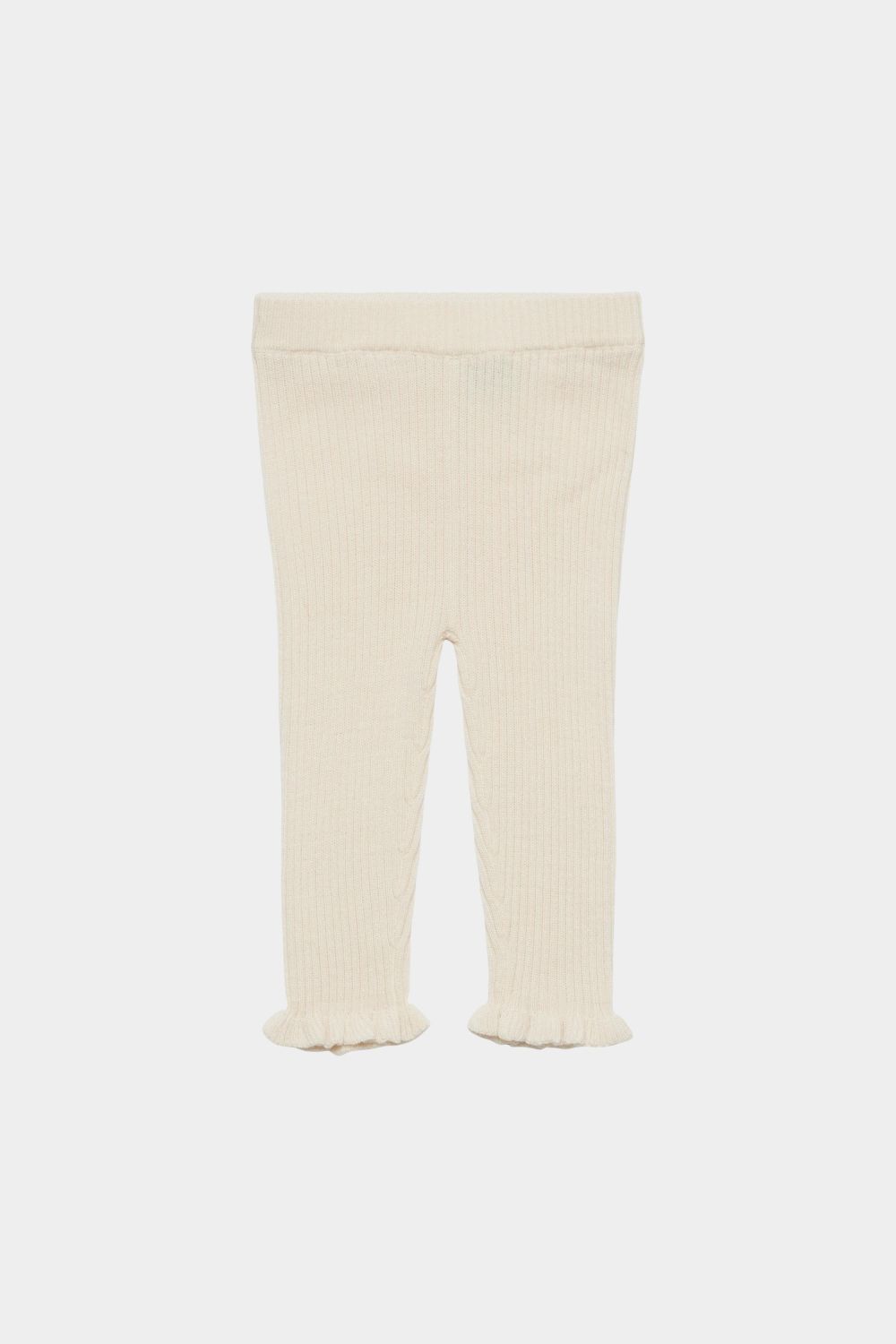 Leggings da bambina con volant, leggings in lana merino ECRU