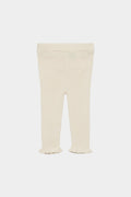 Legginsy z wełny merino Baby Ruffle Leggings ECRU