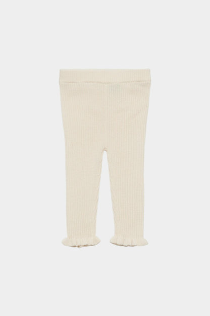 Legginsy z wełny merino Baby Ruffle Leggings ECRU