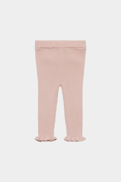 Legginsy z wełny merino Baby Ruffle Leggings PALE ROSE