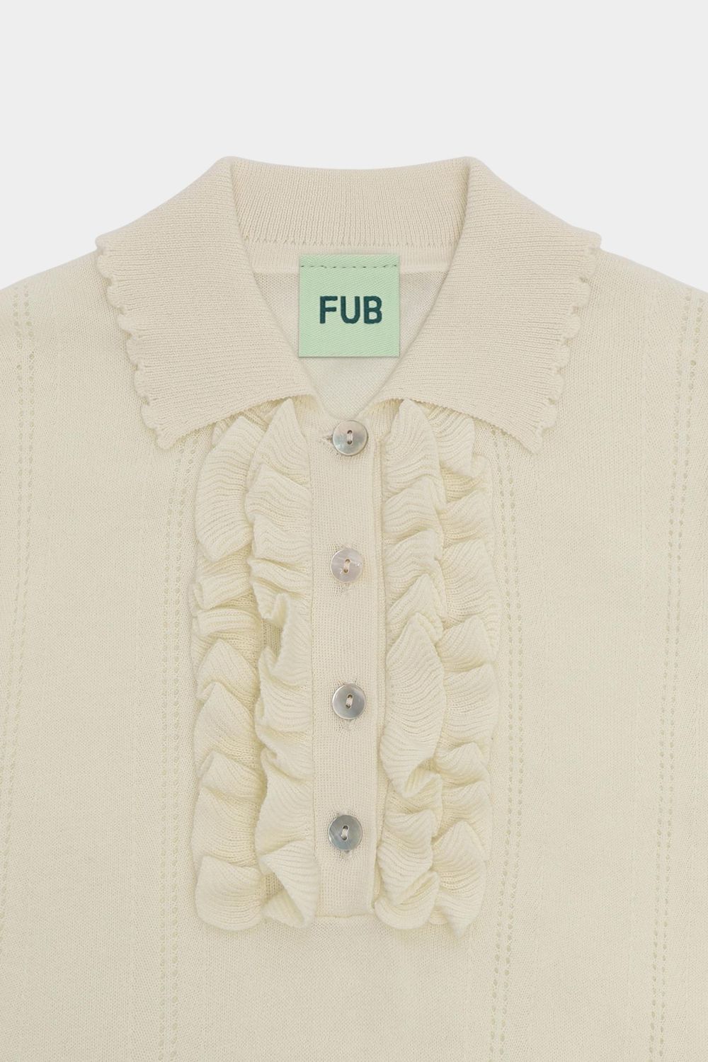Bluzka bawełniana Frill Polo ECRU