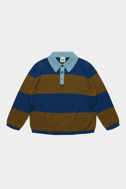 Bluza z wełny merino Striped Polo DEEP INDIGO/MOSS