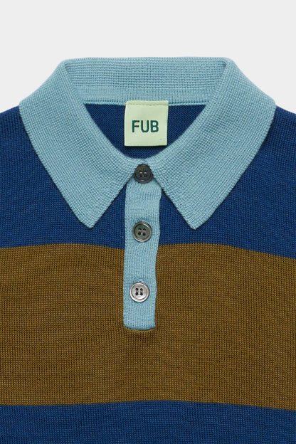 Bluza z wełny merino Striped Polo DEEP INDIGO/MOSS