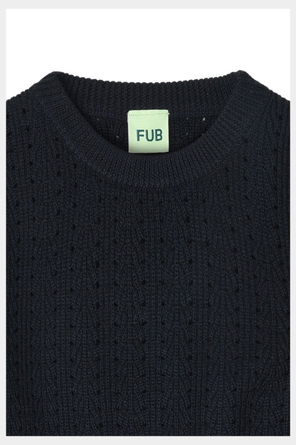 Sweter z wełny merino Structure Sweater DARK NAVY