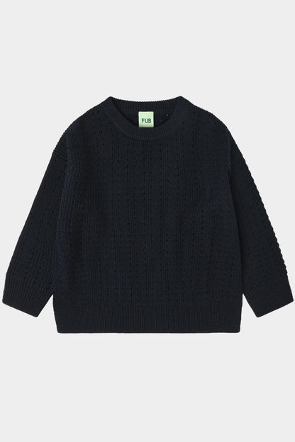 Sweter z wełny merino Structure Sweater DARK NAVY
