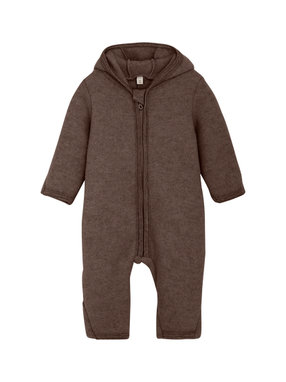 Kombinezon Ears Wool Fleece BROWN MELANGE