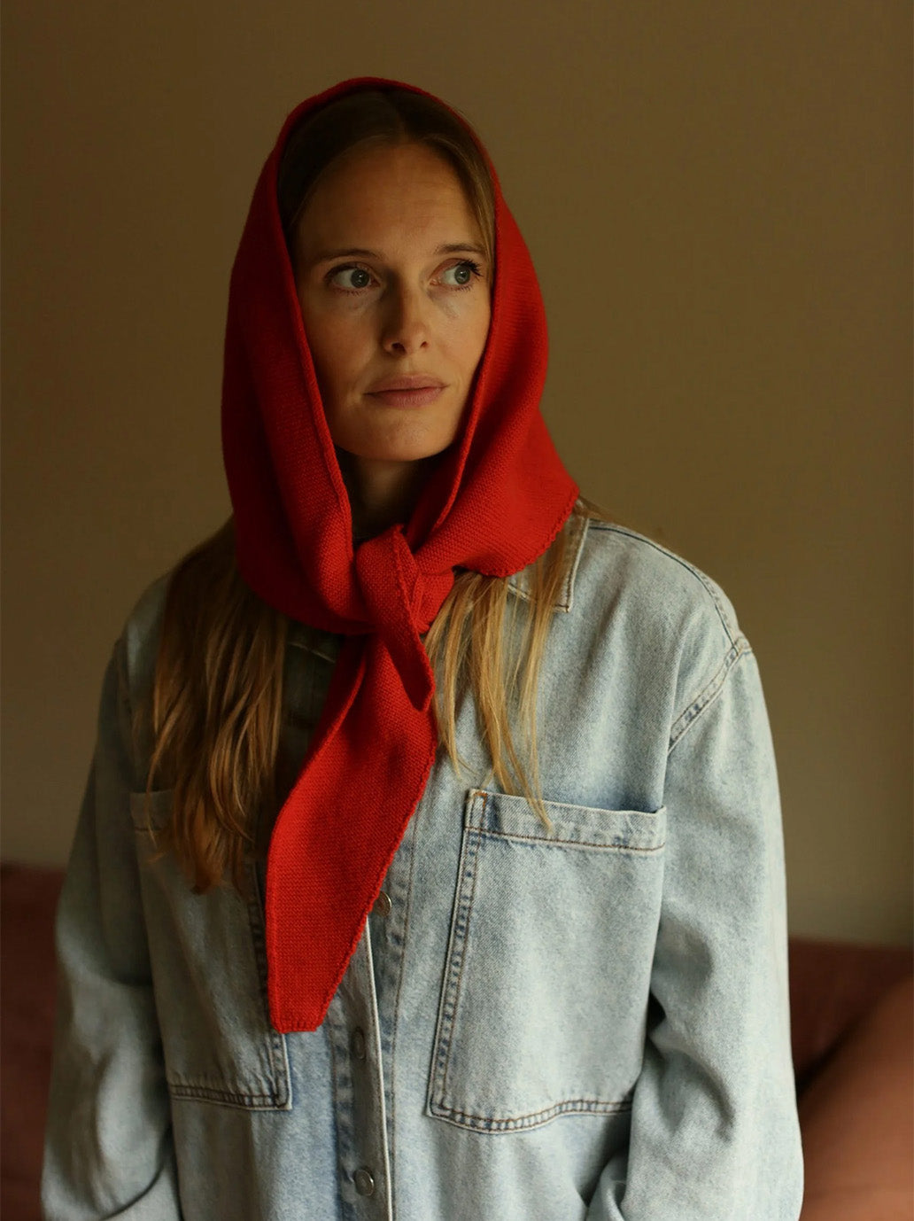 Trójkątny szal merino Josephina RED