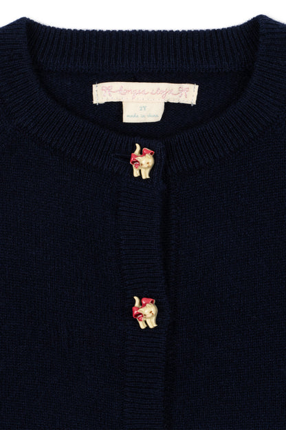 Wełniany sweter z ozdobnymi guzikami Cattie Cardigan BLUE